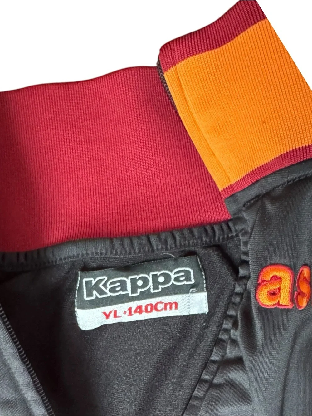 Kappa AS Roma Kids Black and Orange Track Jacket